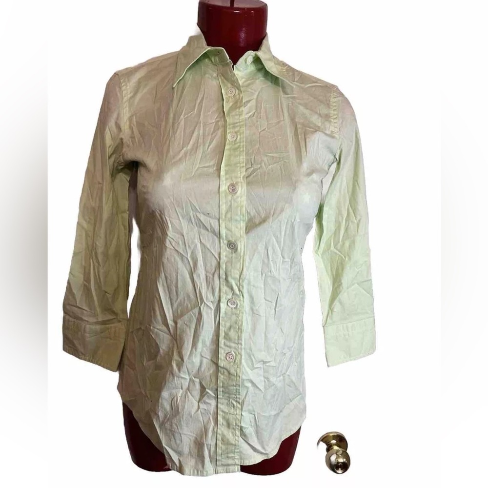 Woman J. Crew Haberdashery Refined Stretch Button Cotton Blend Shirt - XS- Green